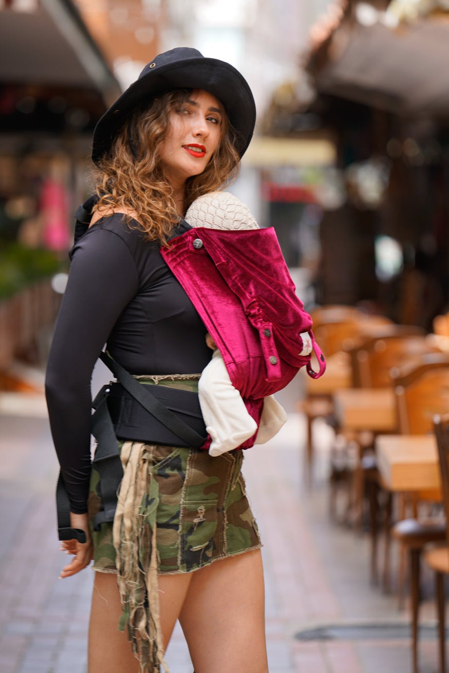 πορτ μπεμπέ Flip Βελούδινο μαλακό ρουμπίνι - KOKADI