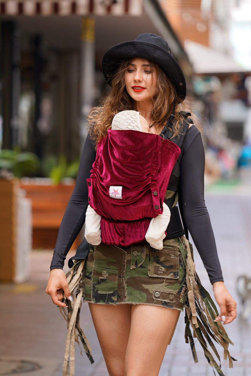 πορτ μπεμπέ Flip Βελούδινο μαλακό ρουμπίνι - KOKADI