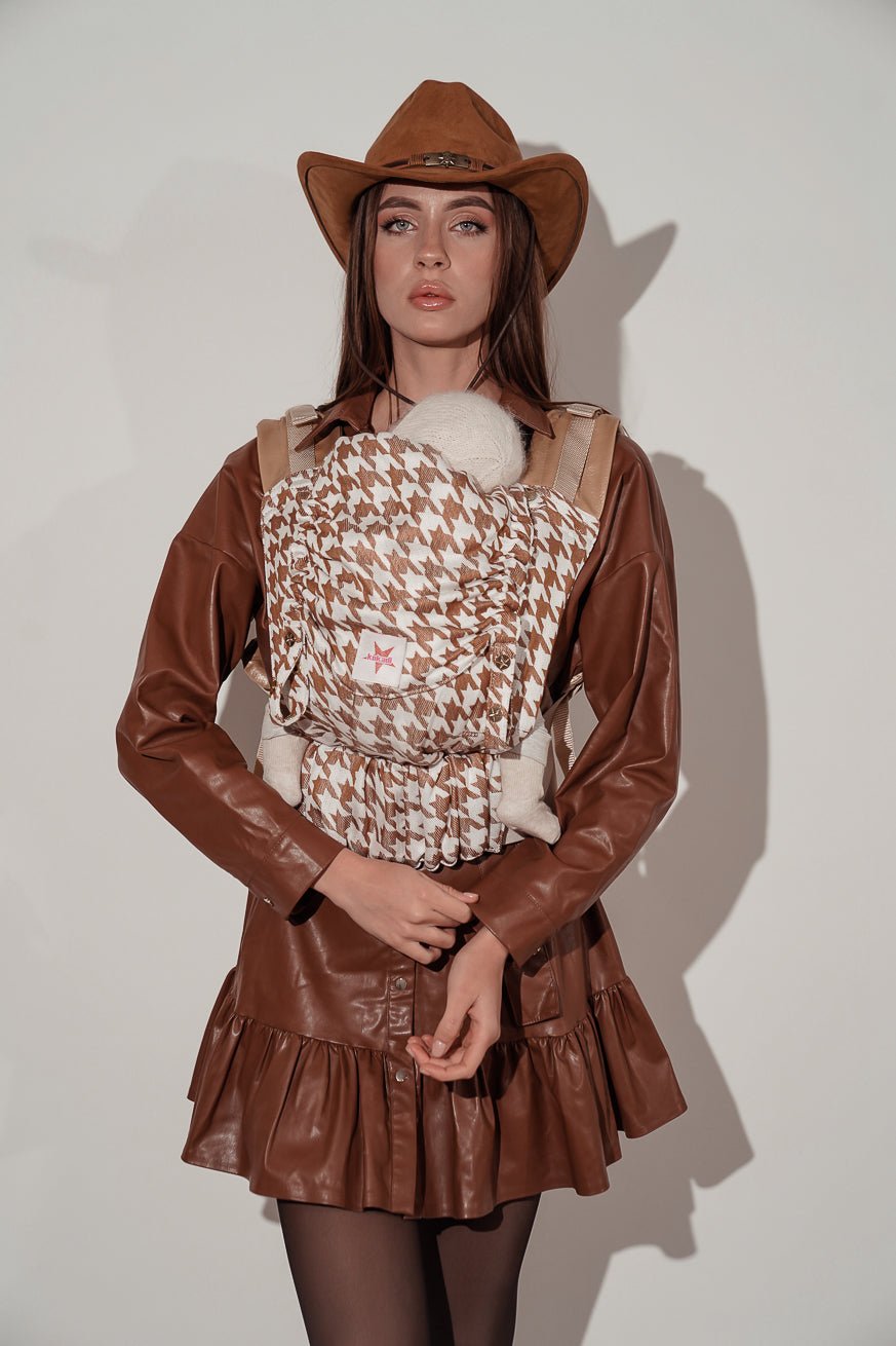 πορτ μπεμπέ Onbu Houndstooth Latte Macchiato - KOKADI