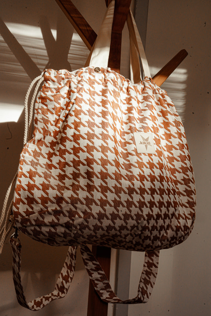 Τσάντα Mommy Houndstooth Latte Macchiato
